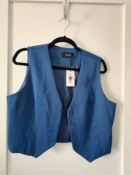 Cider Jackets & Blazers - NWT Cider Teal-Blue Textured Sleeveless Vest